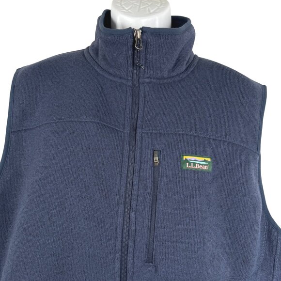 L.L. Bean Bean's Sweater Fleece Vest Mens XL Blue Full Zip Outdoor CJ-2200 - Picture 3 of 7